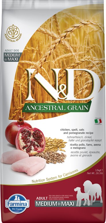 ND Ancestral Grain Dog Chicken and Pomegranate Adult Medium and Maxi 12 kg