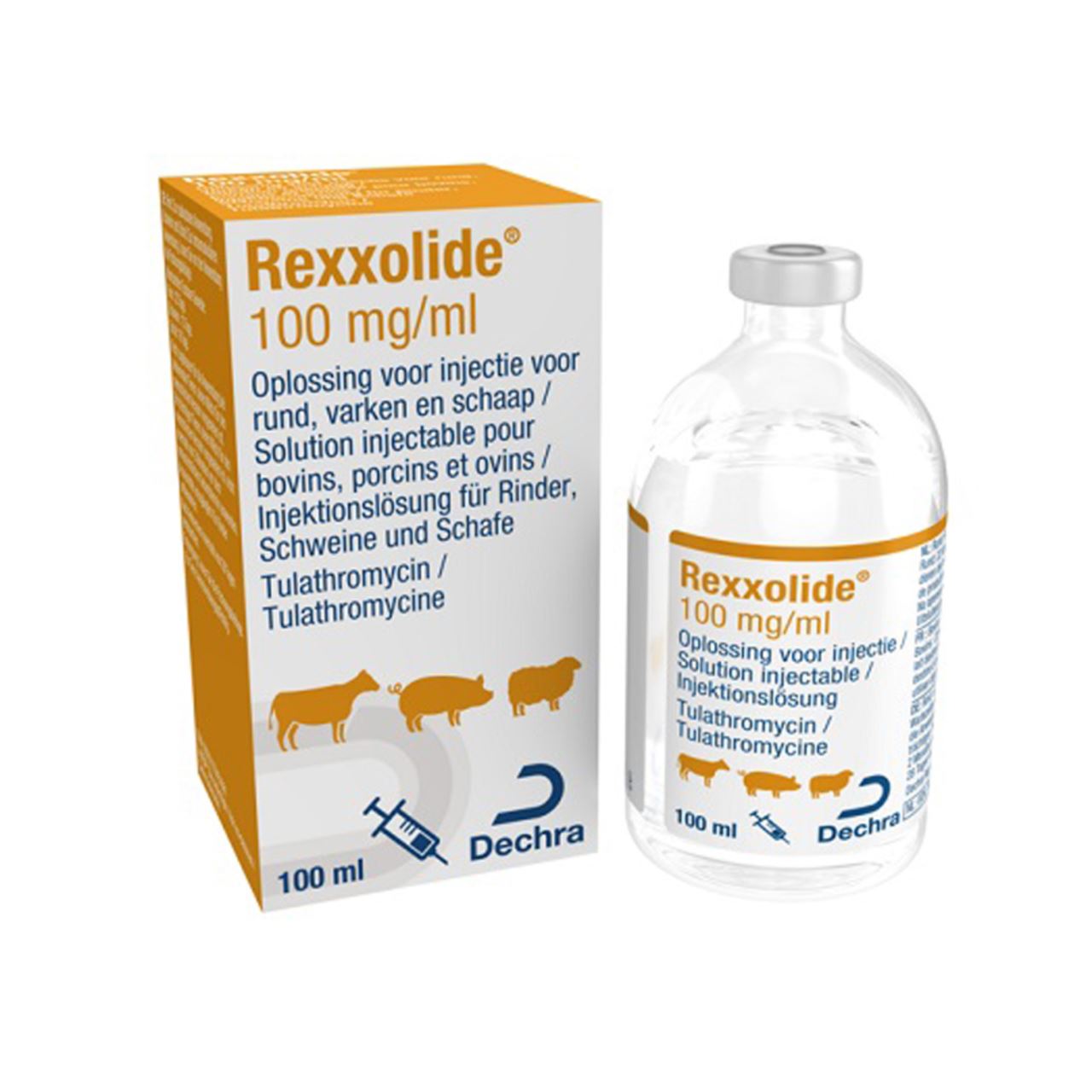 TRATAMENT BOLI RESPIRATORII SI PODODERMATITA REXXOLIDE 100ML 100MG/ML - TULATROMICINA - SOL. INJ.