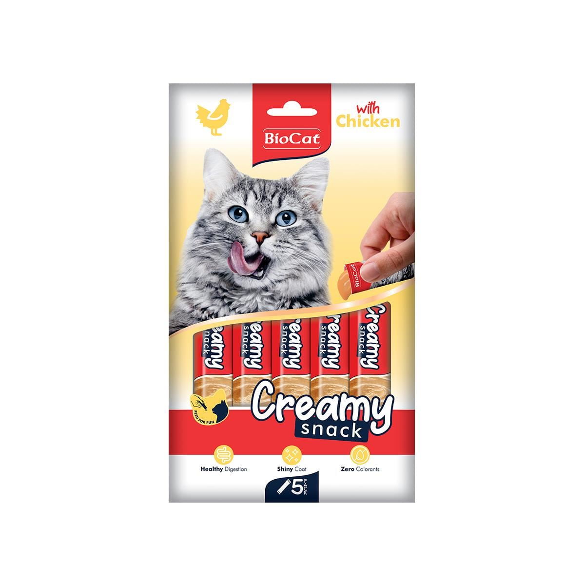 Biocat snack crema pentru pisici cu pui (5 plicuri x 14 g/pachet)