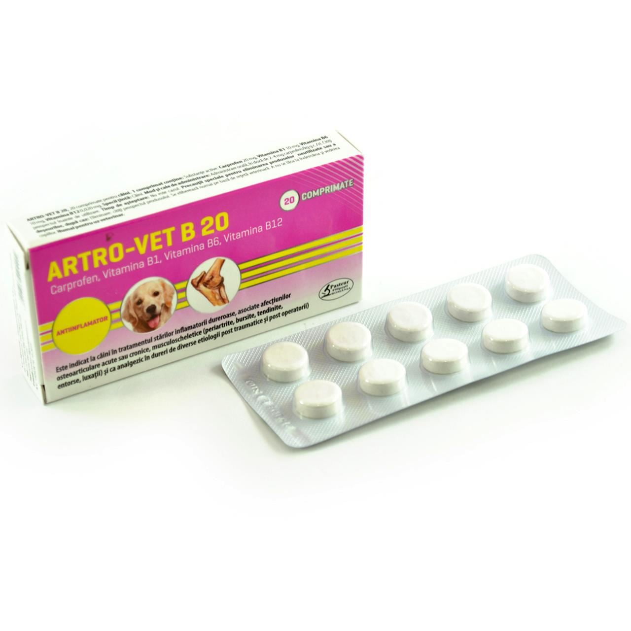 Antiinflamator pentru caini artro-vet b 20 2x10cp