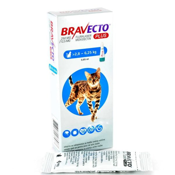 Bravecto plus spot on cat 250 mg*1 dz