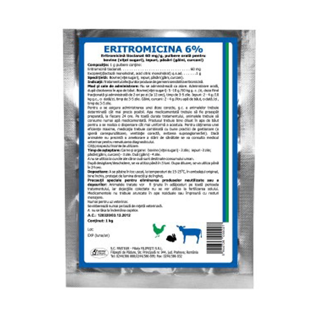 PULBERE ORALA MULTISPECIE ERITROMICINA FP 6% 100G