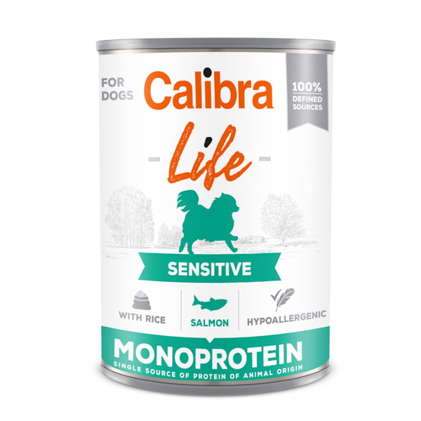Calibra Dog Life can Sensitive Salmon with Rice 400 g