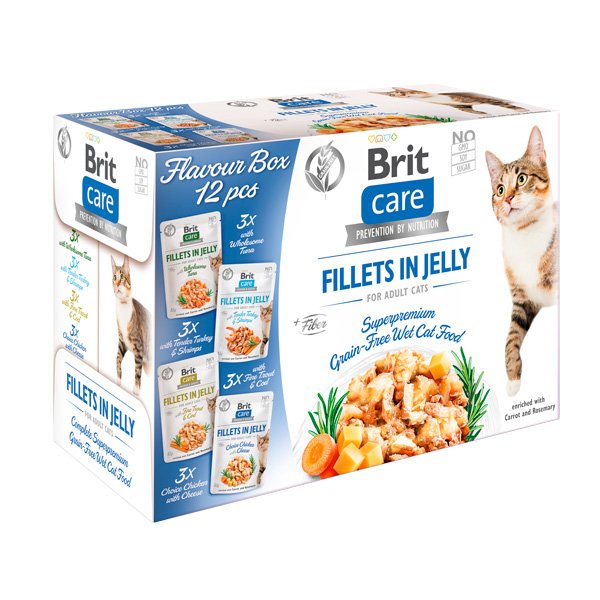 Brit Care Cat Flavour box Fillet in Jelly, 4x3 plicuri (12x85g)