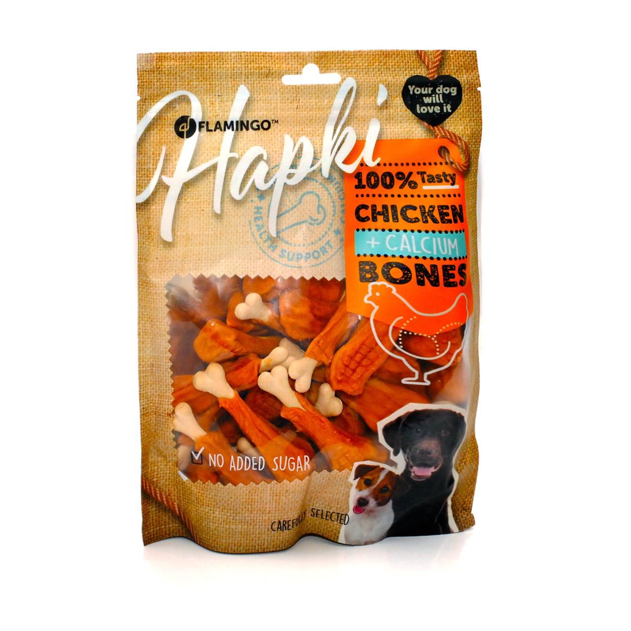 RECOMPENSE PENTRU CAINI FLAMINGO SNACK HAPKI OS PUI CU CALCIU 400GR