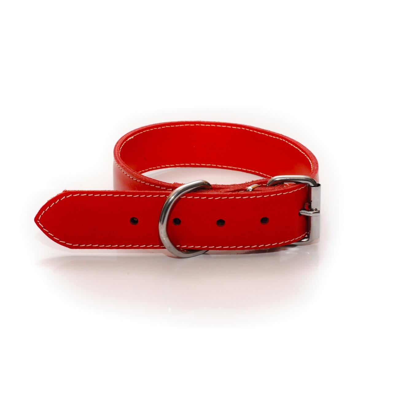 ZGARDA PIELE PENTRU CAINI DUBLATA CU CHINGA 40MM NR.6 ROSIE