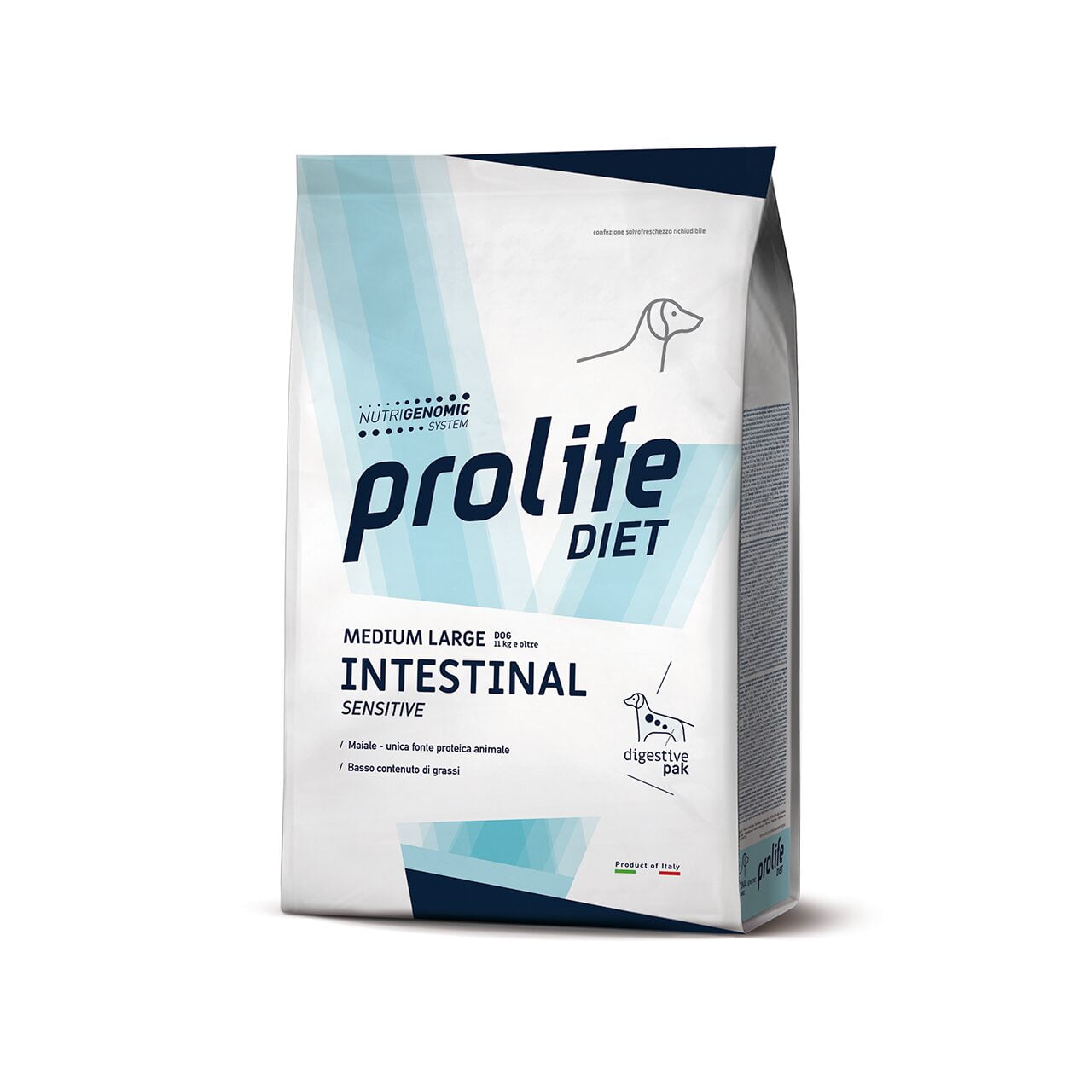 DIETA VETERINARA USCATA PROLIFE INTESTINAL SENSIBIL PENTRU CAINI DE TALIE MEDIE/MARE 8 KG