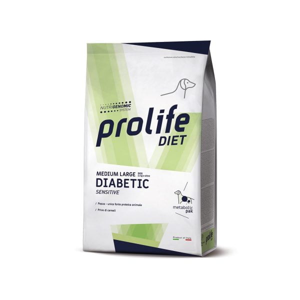 DIETA VETERINARA USCATA PROLIFE DIABETIC SENSIBIL PENTRU CAINI DE TALIE MEDIE/MARE 8 KG