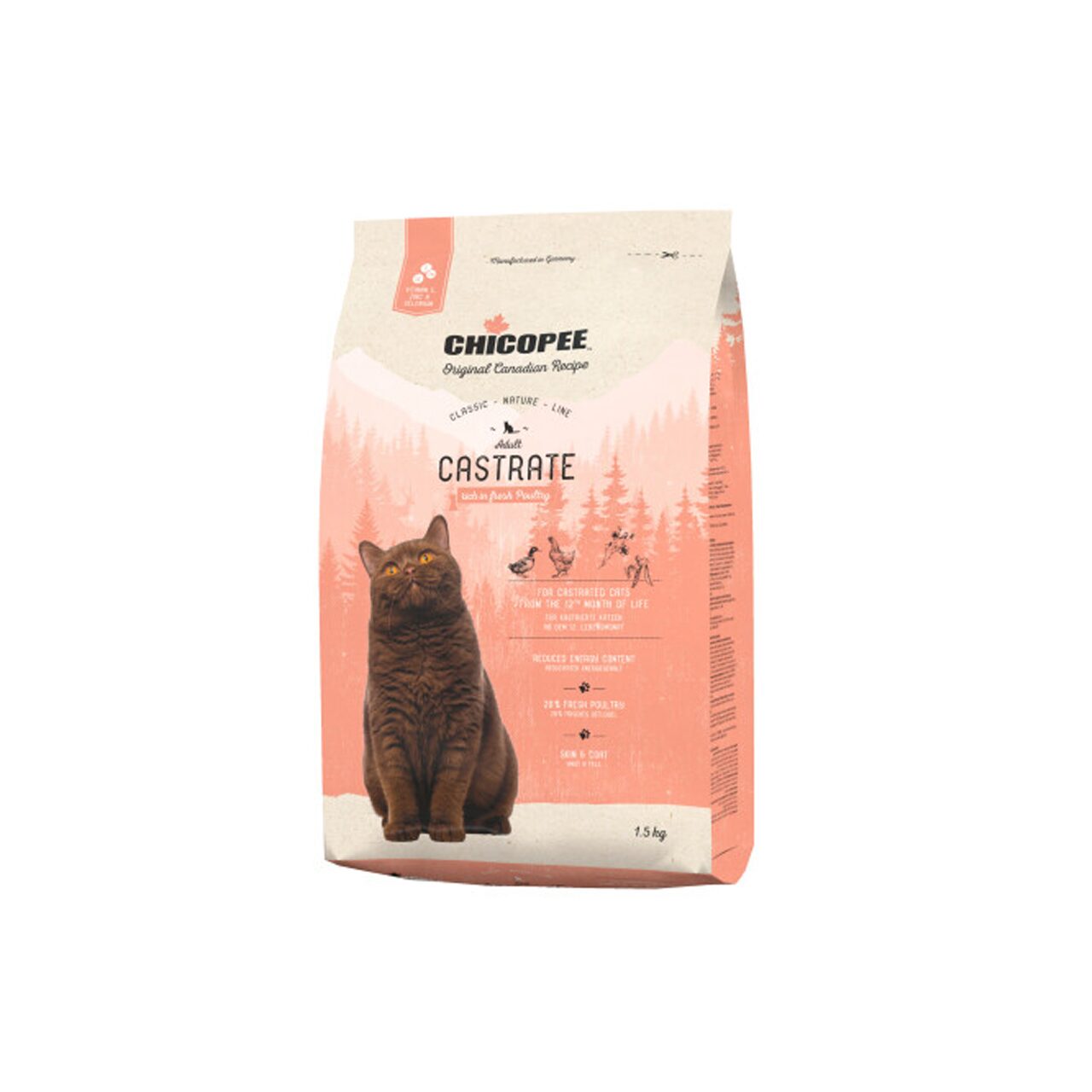 HRANA USCATA PENTRU PISICI SUPER PREMIUM CHICOPEE CNL CASTRATE POULTRY 1.5KG