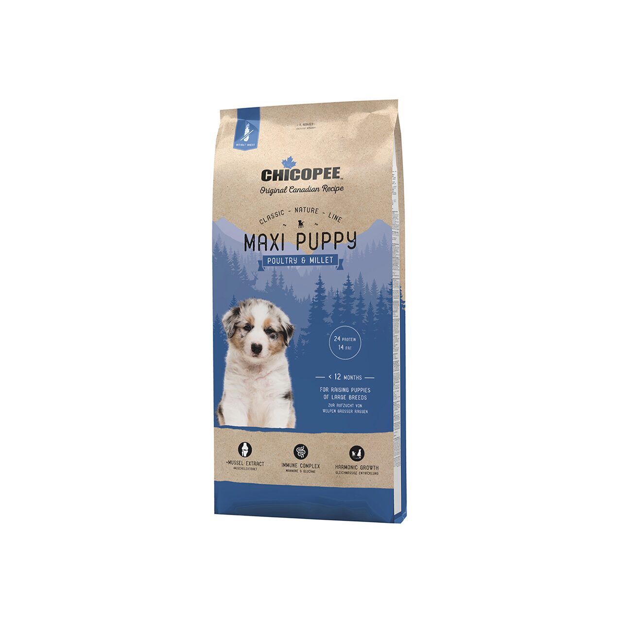 HRANA USCATA PENTRU CAINI SUPER PREMIUM CHICOPEE CNL MAXI PUPPY POULTRY&MILLET 2KG