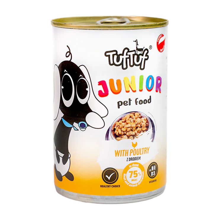 Hrană umedă TUF TUF JUNIOR PUPPY POULTRY- 415G