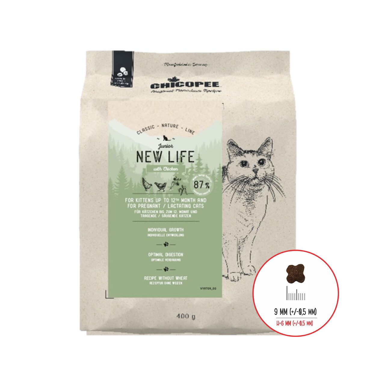 HRANA USCATA PENTRU PISICI SUPER PREMIUM CHICOPEE CNL JUNIOR NEW LIFE CHICKEN 400G