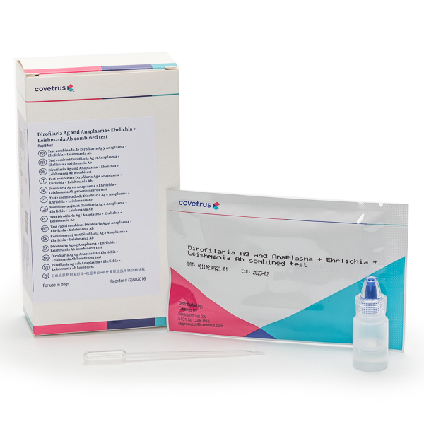 Test rapid combo Dirofilaria Ag / Anaplasma / Ehrlichia/ Leishmania Ab (caini) 2 teste /set CVET