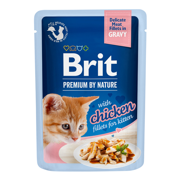 Brit Premium by Nature Cat Delicate Fillets in Gravy with Chicken for Kitten 85 g