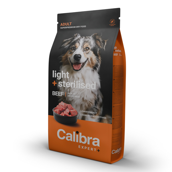 Calibra Dog Expert+ Adult Light & Sterilised Beef 12 kg
