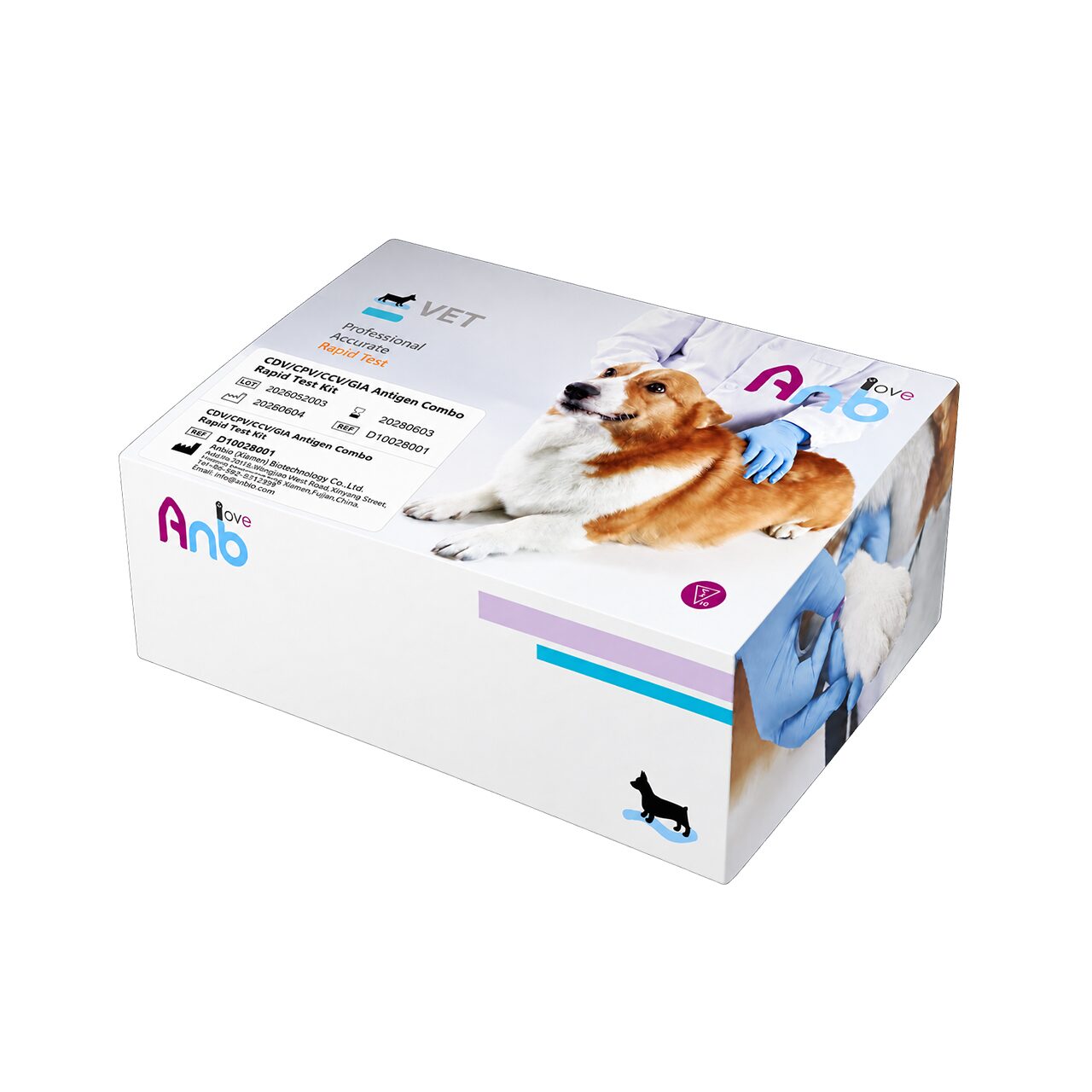 ANBIO KIT TEST RAPID COMBO CDV/CPV/CCV/GIA ANTIGEN (Ag) CAINI 10/SET